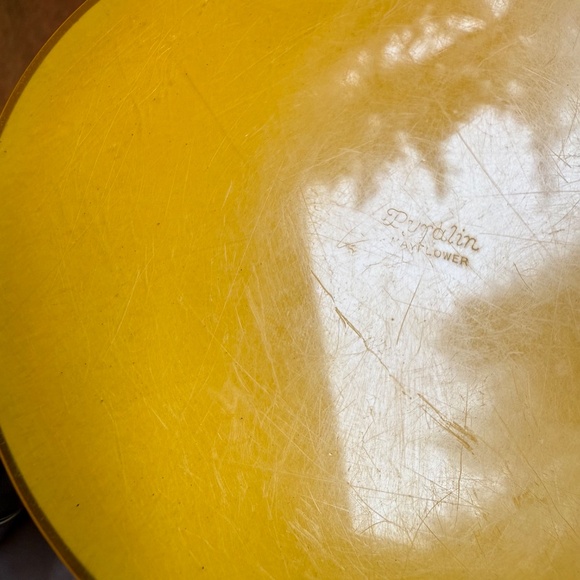 1930s Celluloid Art Deco Amber Blue Floral Powder Vanity Jar Trinket Box Jewelry - Picture 7 of 11